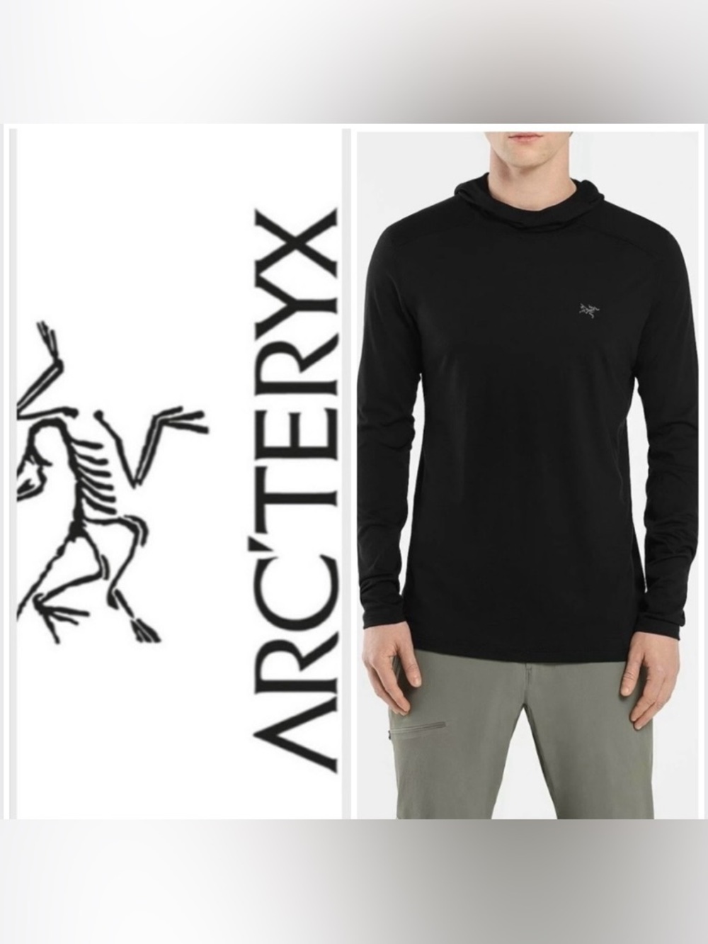 Arc'teryx lonia merino wool hoody long sleeve Black size Small.